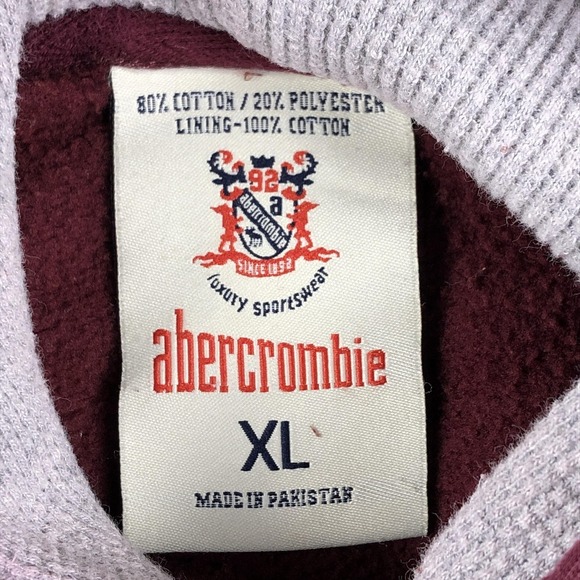 Abercrombie Hoodie Teens XL Red Graphic Fleece Pullover Athletics Dept 92 - Picture 5 of 9